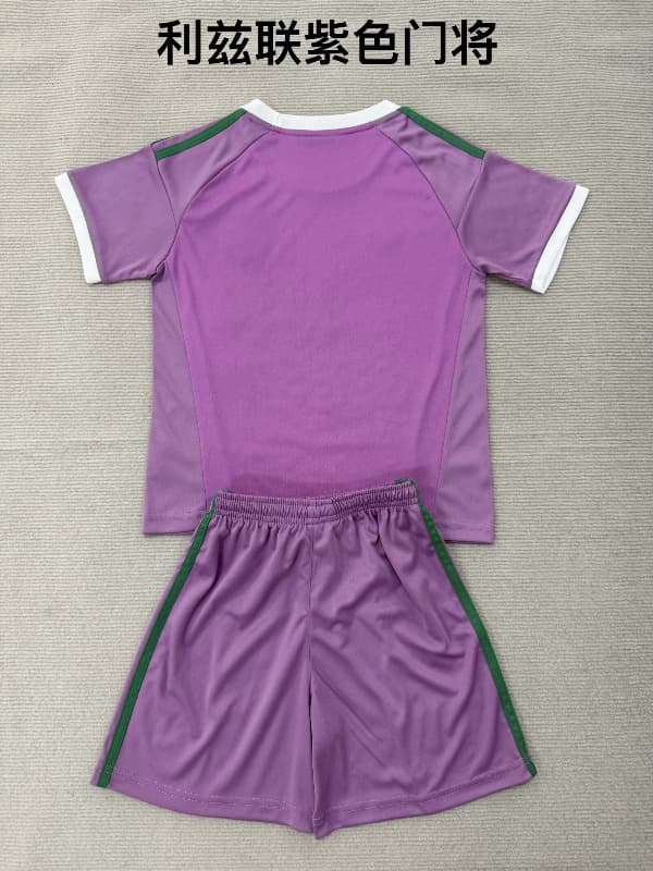 Leeds United 26/27 Kids Goalkeeper Purple Soccer Jersey And Shorts