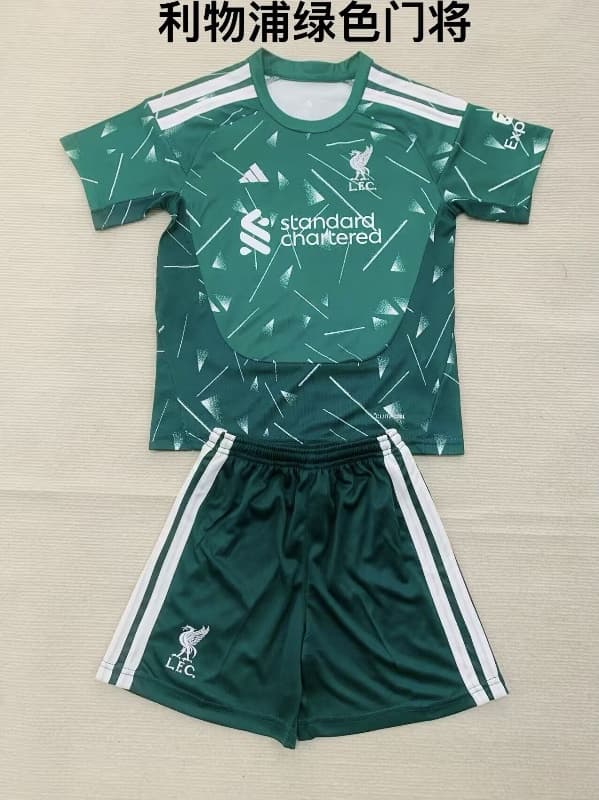 Liverpool 26/27 Kids Goalkeeper Green Soccer Jersey And Shorts Liverpool 26/27 Kids Goalkeeper Green Soccer Jersey And Shorts
