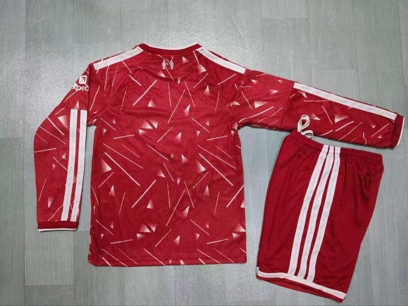 Liverpool 26/27 Kids Home Long Sleeve Soccer Jersey And Shorts