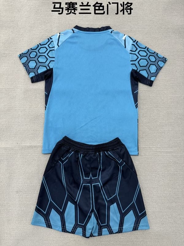 Marseilles 26/27 Kids Goalkeeper Blue Soccer Jersey And Shorts