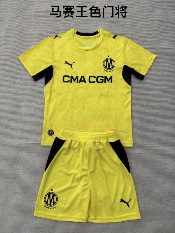 Marseilles 26/27 Kids Goalkeeper Yellow Soccer Jersey And Shorts