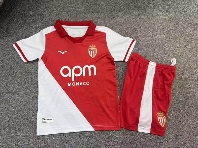 Monaco 26/27 Kids Home Soccer Jersey And Shorts Monaco 26/27 Kids Home Soccer Jersey And Shorts