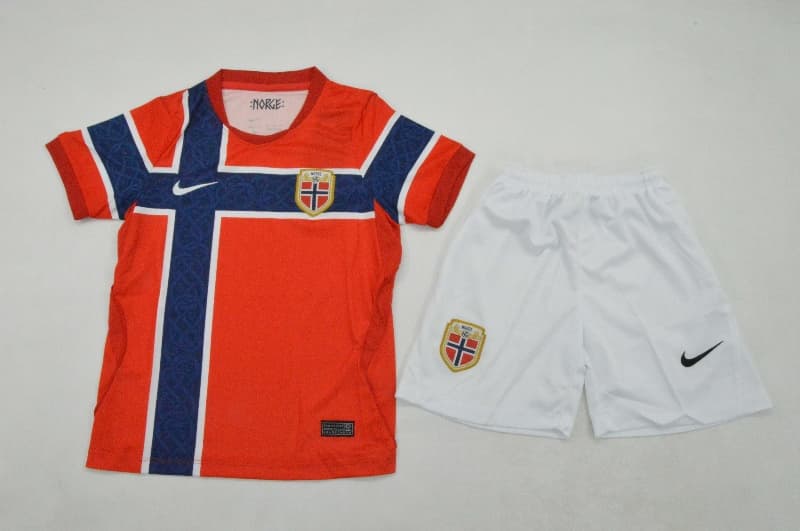 Norway 2026 Kids World Cup Home Soccer Jersey And Shorts Norway 2026 Kids World Cup Home Soccer Jersey And Shorts
