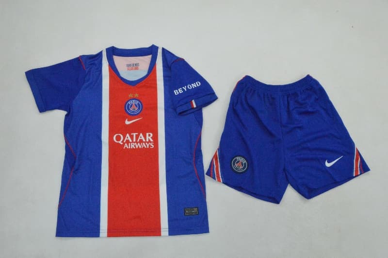 Paris St Germain 26/27 Kids Home Soccer Jersey And Shorts 2Stars (Leaked)