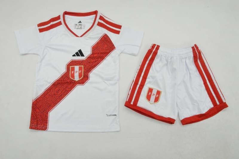 Peru 2026 Kids Home Soccer Jersey And Shorts Peru 2026 Kids Home Soccer Jersey And Shorts