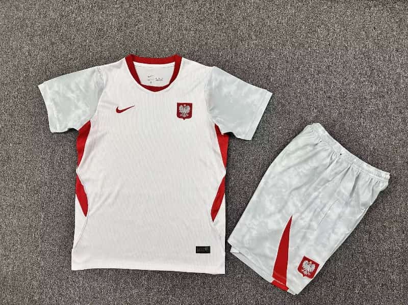 Poland 2026 Kids Home Soccer Jersey And Shorts Poland 2026 Kids Home Soccer Jersey And Shorts