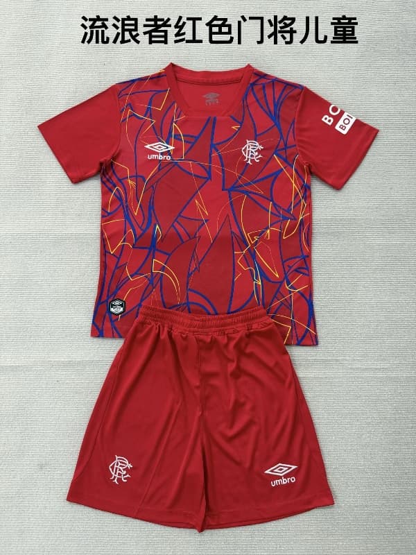 Rangers 26/27 Kids Goalkeeper Red Soccer Jersey And Shorts