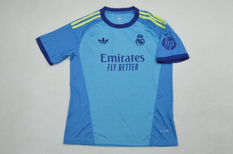 Real Madrid 26/27 Kids Goalkeeper Blue Soccer Jersey And Shorts