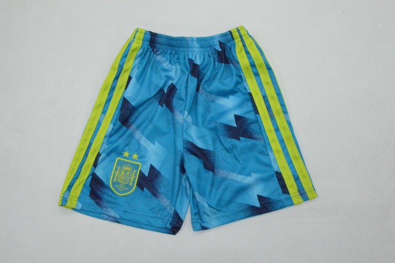 Spain 2026 Kids Goalkeeper Blue Soccer Jersey And Shorts 2 Stars