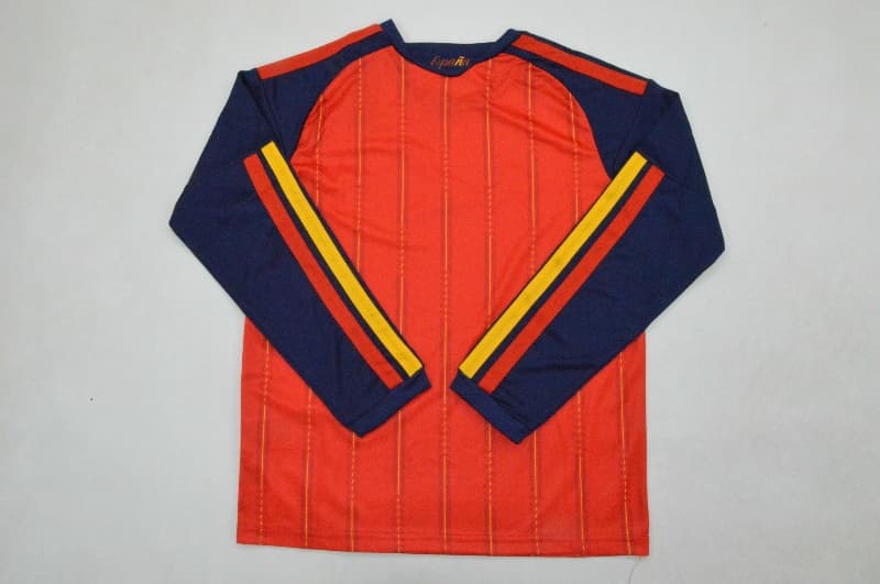 Spain 2026 Kids Home Long Sleeve Soccer Jersey And Shorts 2 Stars