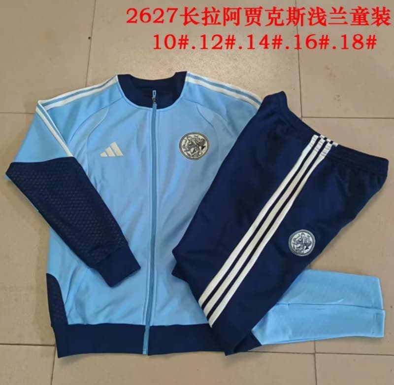 Ajax 26/27 Kids Light Blue Soccer Tracksuit 02 Ajax 26/27 Kids Light Blue Soccer Tracksuit 02