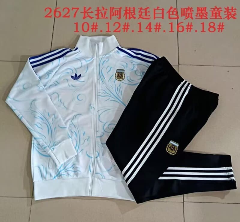 Argentina 2026 Kids White Soccer Tracksuit