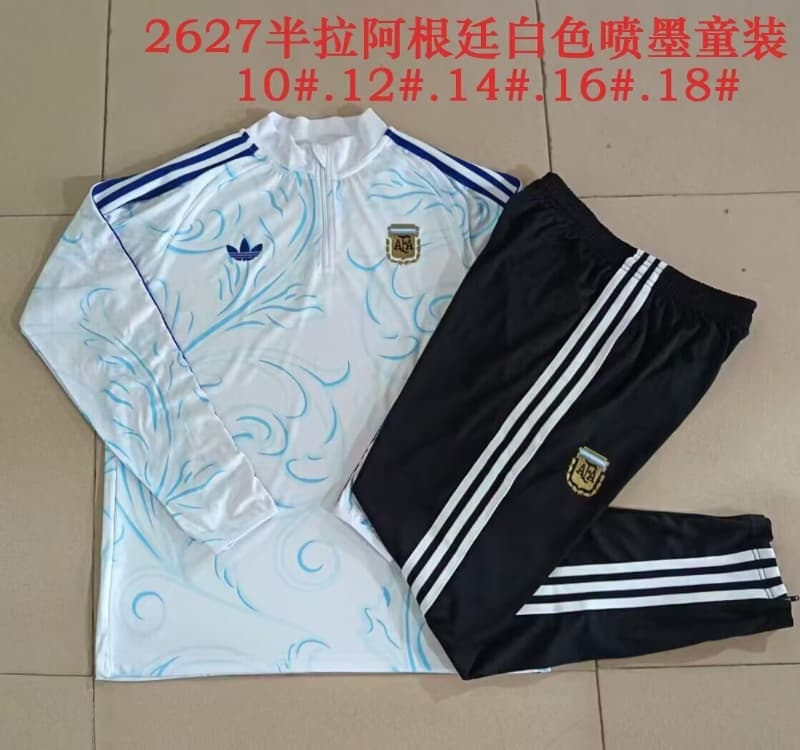 Argentina 2026 Kids White Soccer Tracksuit 02