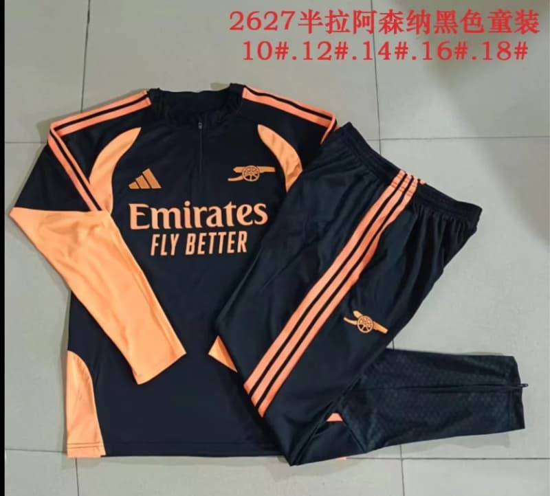 Arsenal 26/27 Kids Black Soccer Tracksuit 02