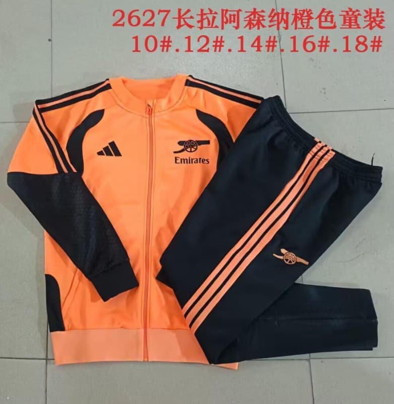 Arsenal 26/27 Kids Orange Soccer Tracksuit 02 Arsenal 26/27 Kids Orange Soccer Tracksuit 02