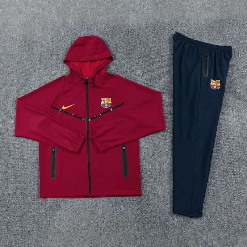 AAA(Thailand) Barcelona 26/27 Red Soccer Windbreaker Tracksuit 04