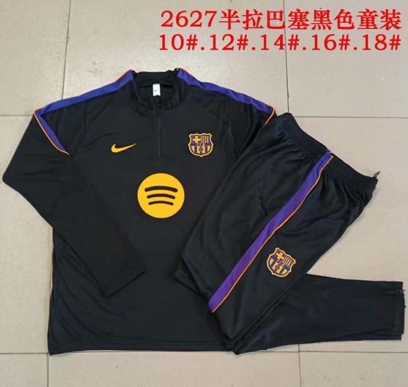 Barcelona 26/27 Kids Black Soccer Tracksuit