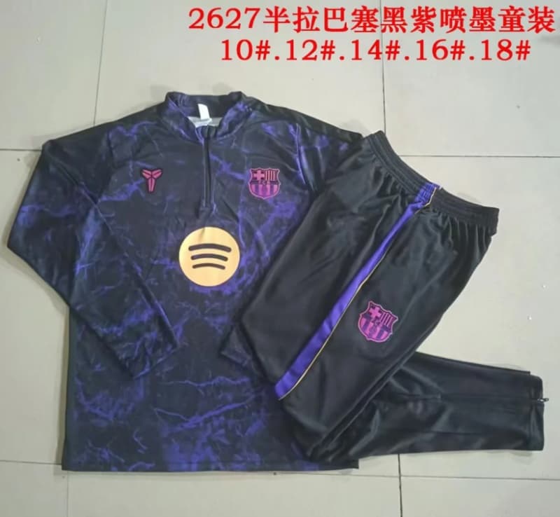Barcelona 26/27 Kids Black Soccer Tracksuit 02