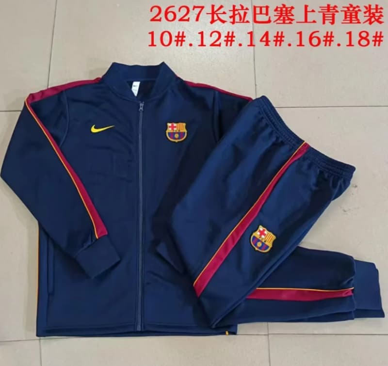 Barcelona 26/27 Kids Dark Blue Soccer Tracksuit 02 Barcelona 26/27 Kids Dark Blue Soccer Tracksuit 02