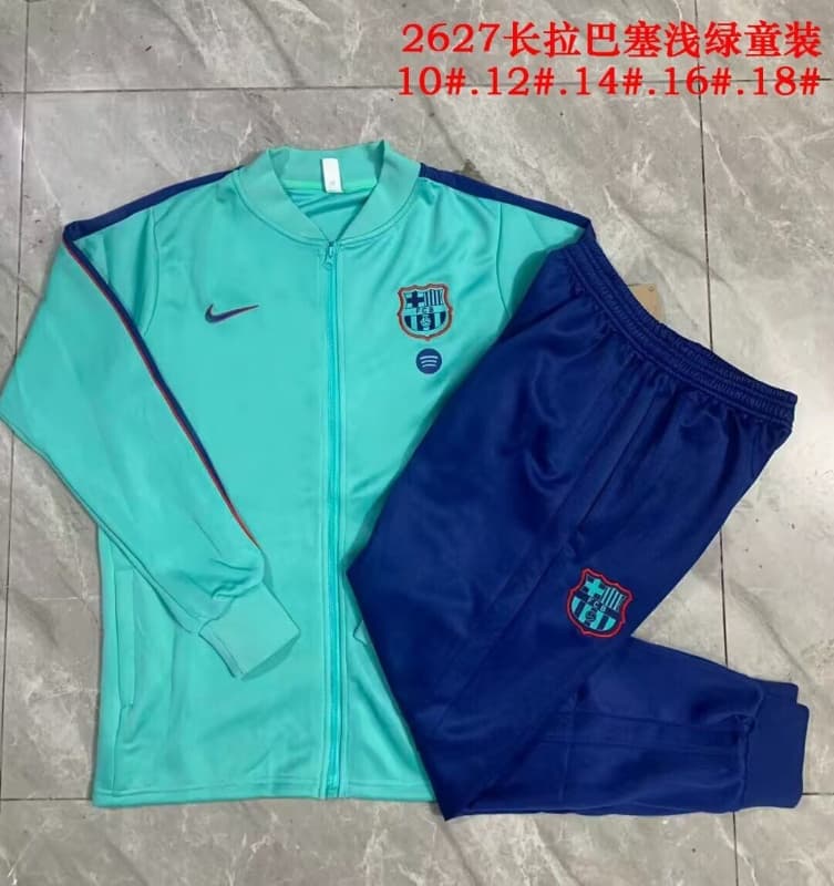 Barcelona 26/27 Kids Green Soccer Tracksuit 02
