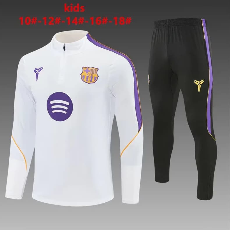 Barcelona 26/27 Kids White Soccer Tracksuit