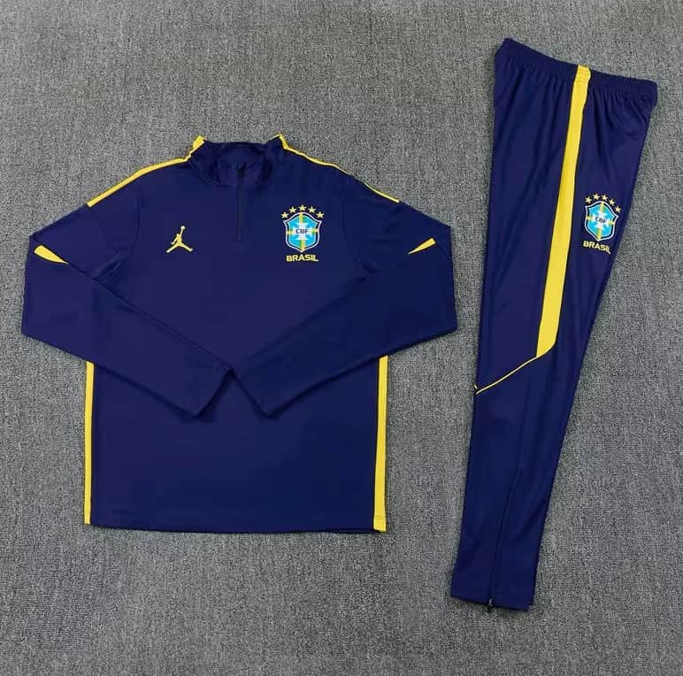 AAA(Thailand) Brazil 2026 Dark Blue Soccer Tracksuit AAA(Thailand) Brazil 2026 Dark Blue Soccer Tracksuit