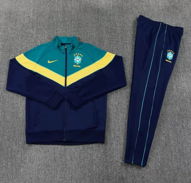 AAA(Thailand) Brazil 2026 Dark Blue Soccer Tracksuit 02