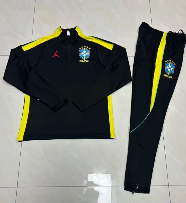 Brazil 2026 Kids Black Soccer Tracksuit Brazil 2026 Kids Black Soccer Tracksuit