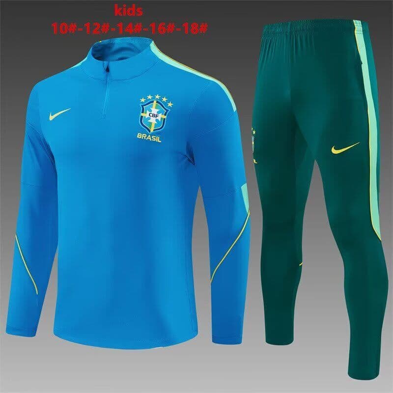 Brazil 2026 Kids Blue Soccer Tracksuit Brazil 2026 Kids Blue Soccer Tracksuit