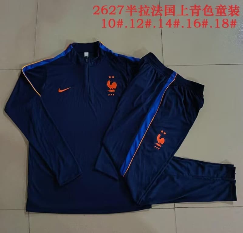 France 2026 Kids Dark Blue Soccer Tracksuit
