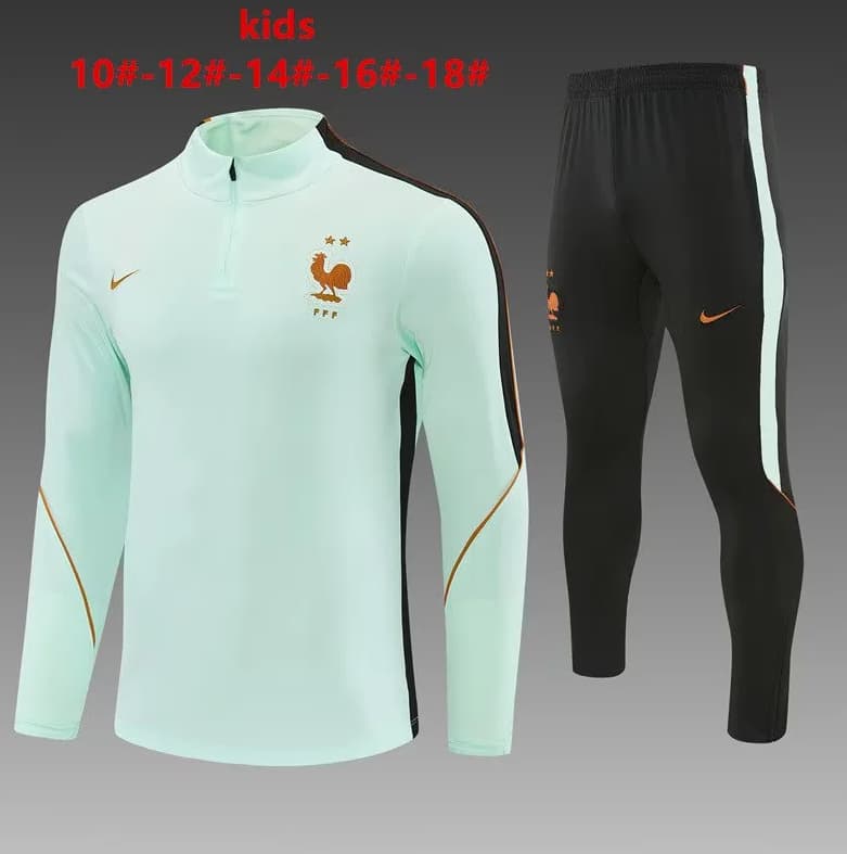 France 2026 Kids Light Green Soccer Tracksuit