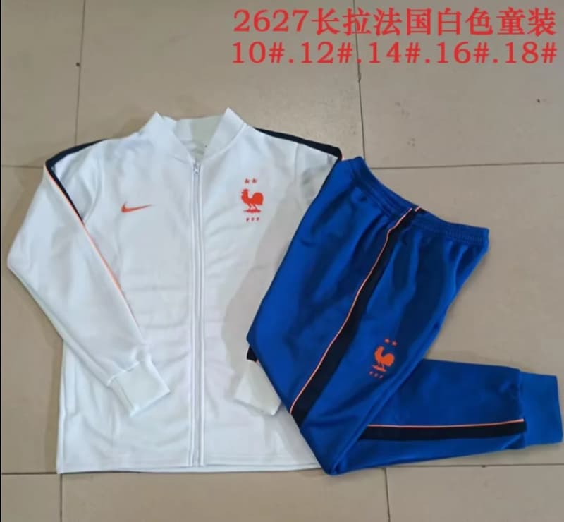 France 2026 Kids White Soccer Tracksuit