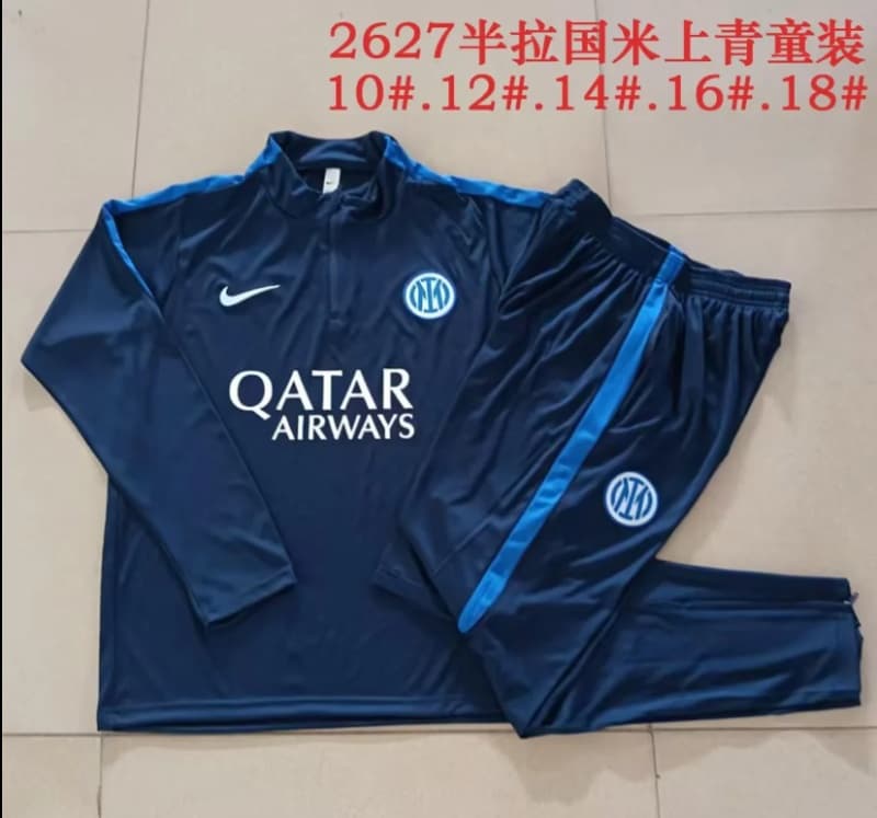 Inter Milan 26/27 Kids Dark Blue Soccer Tracksuit
