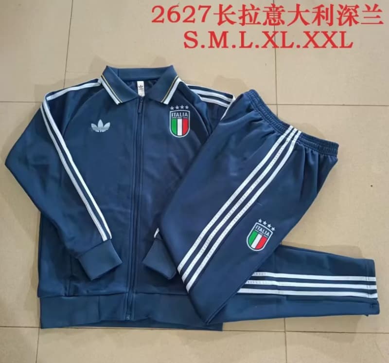 AAA(Thailand) Italy 2026 Dark Blue Soccer Tracksuit 02 AAA(Thailand) Italy 2026 Dark Blue Soccer Tracksuit 02