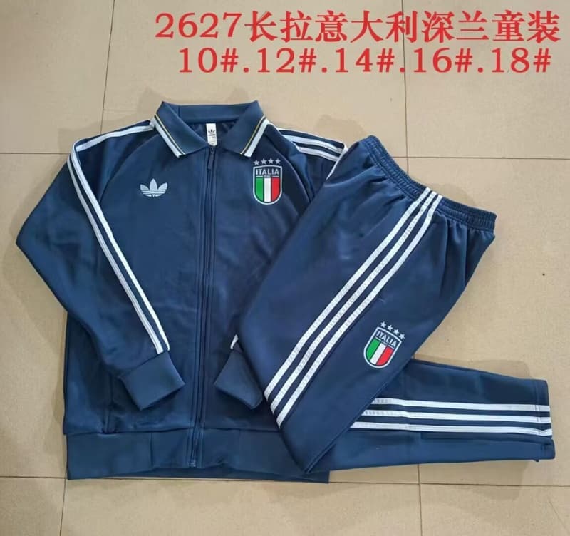 Italy 2026 Kids Dark Blue Soccer Tracksuit
