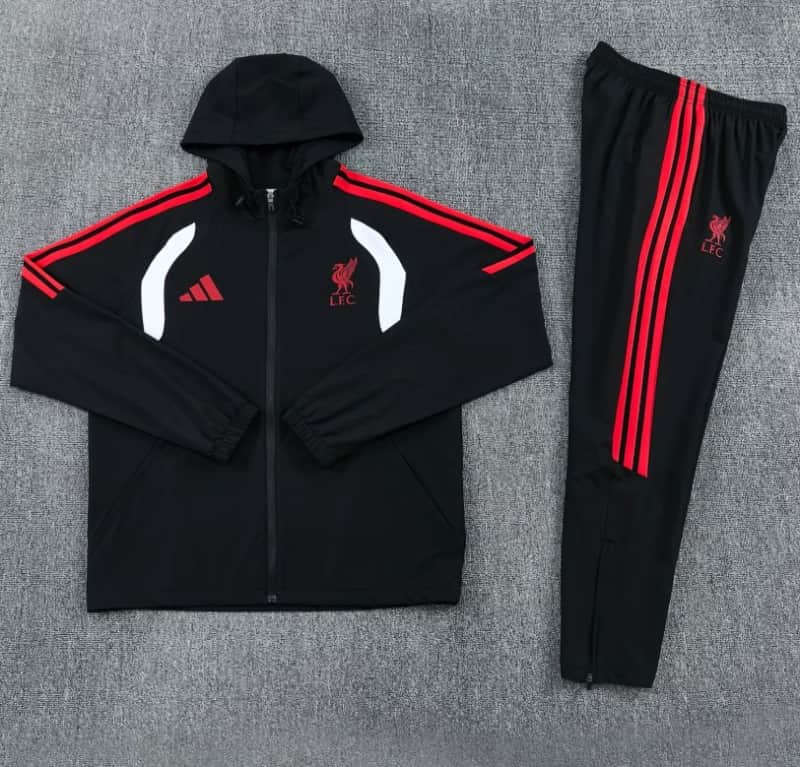 AAA(Thailand) Liverpool 26/27 Black Soccer Windbreaker Tracksuit 05