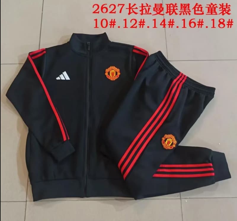 Manchester United 26/27 Kids Black Soccer Tracksuit 03 Manchester United 26/27 Kids Black Soccer Tracksuit 03