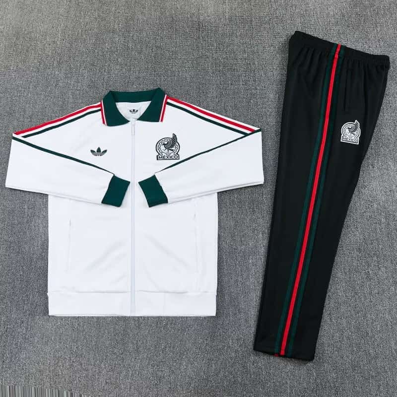 AAA(Thailand) Mexico 2026 White Soccer Tracksuit AAA(Thailand) Mexico 2026 White Soccer Tracksuit