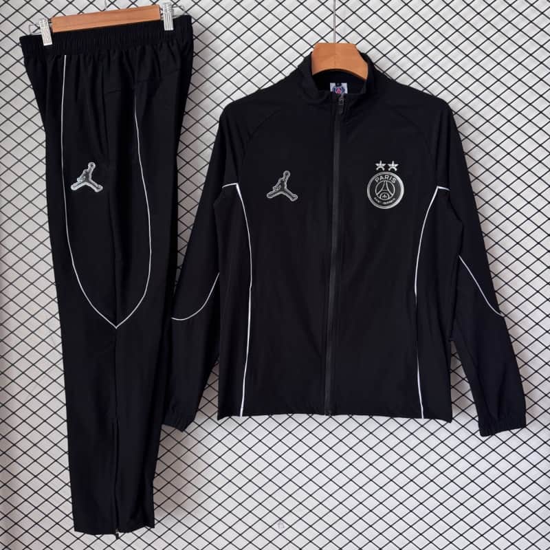AAA(Thailand) Paris St Germain 26/27 Black Soccer Windbreaker Tracksuit