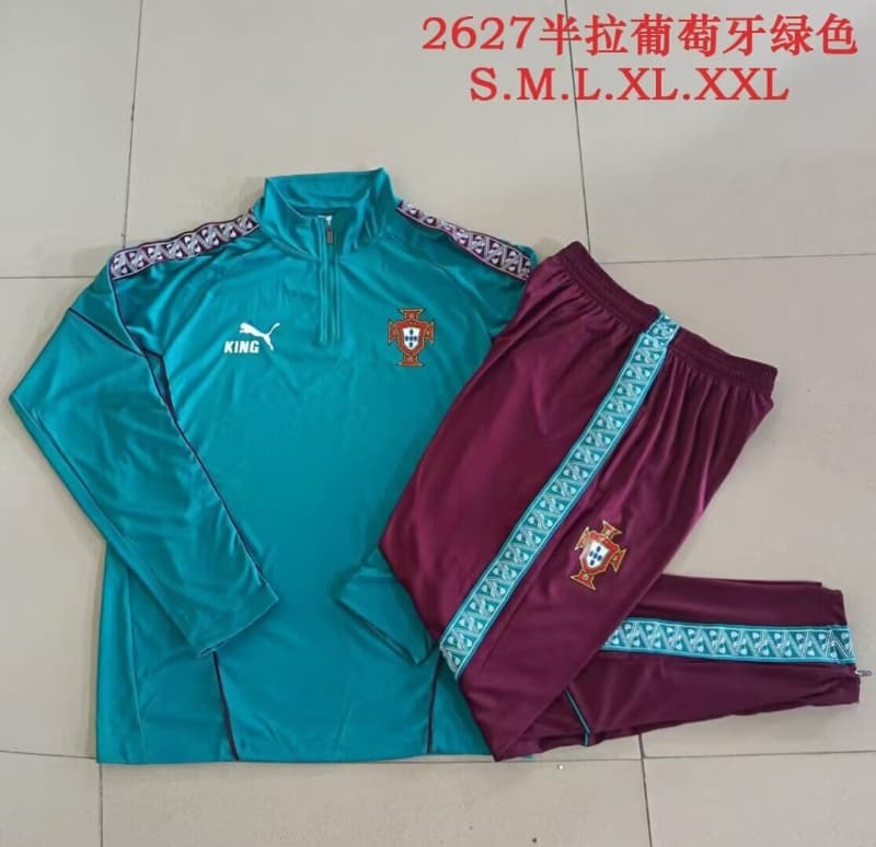 AAA(Thailand) Portugal 2026 Green Soccer Tracksuit 03 AAA(Thailand) Portugal 2026 Green Soccer Tracksuit 03
