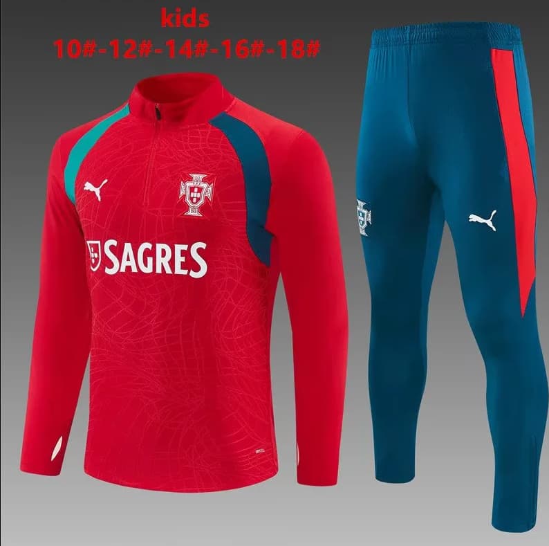 Portugal 2026 Kids Red Soccer Tracksuit Portugal 2026 Kids Red Soccer Tracksuit