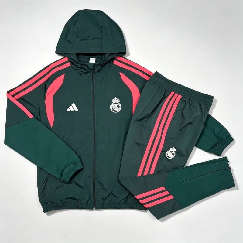 AAA(Thailand) Real Madrid 26/27 Green Soccer Windbreaker Tracksuit 04