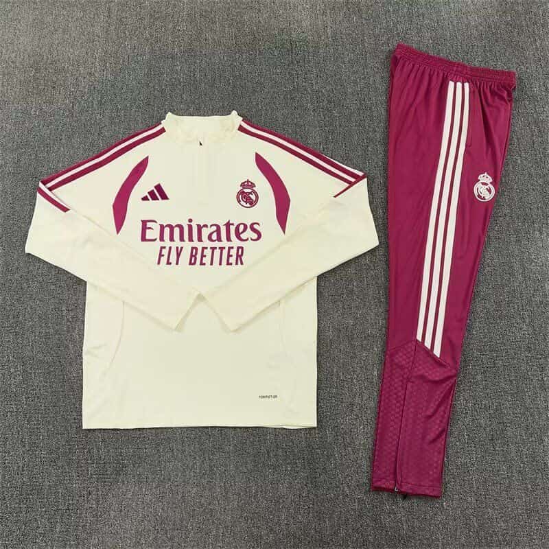 AAA(Thailand) Real Madrid 26/27 Light Yellow Soccer Tracksuit