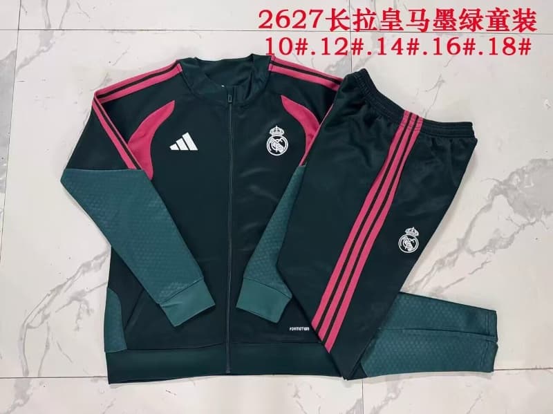 Real Madrid 26/27 Kids Dark Green Soccer Tracksuit