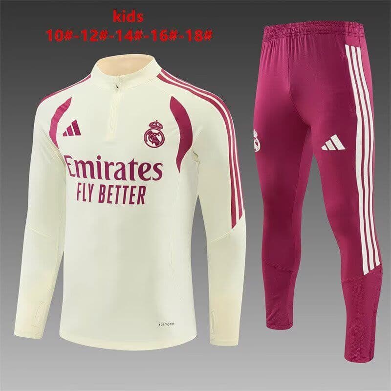 Real Madrid 26/27 Kids Light Yellow Soccer Tracksuit