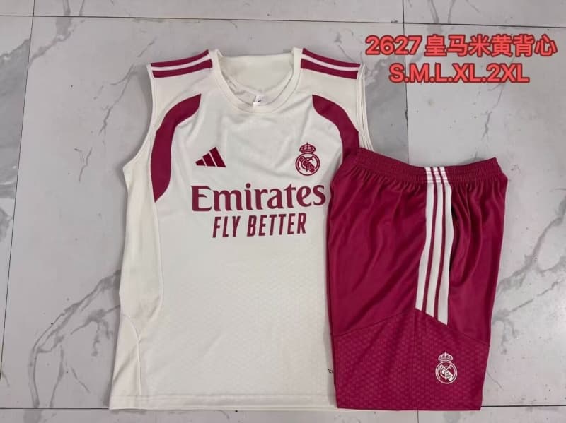 AAA(Thailand) Real Madrid 26/27 Light Yellow Soccer Training Sets