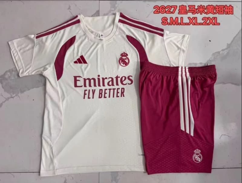 AAA(Thailand) Real Madrid 26/27 Light Yellow Soccer Training Sets 02
