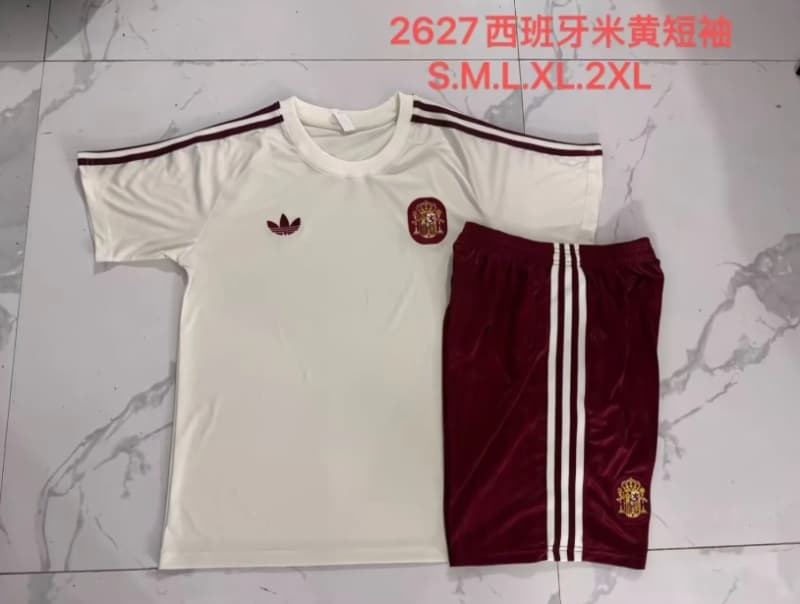 AAA(Thailand) Spain 2026 Light Yellow Soccer Training Sets 02
