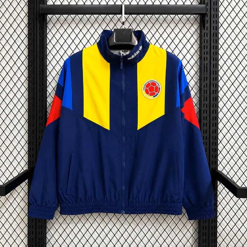 AAA(Thailand) Colombia 2026 Dark Blue Soccer Windbreaker 04