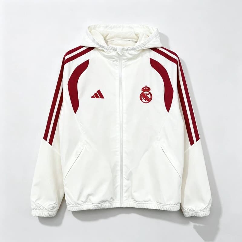 AAA(Thailand) Real Madrid 26/27 White Soccer Windbreaker 05
